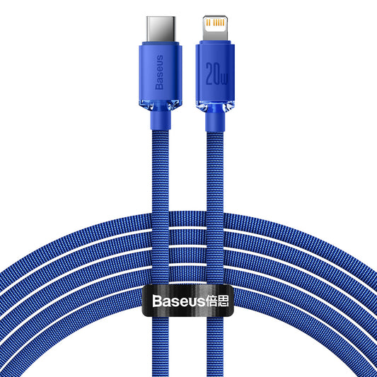 Cabo de Dados e Carregamento USB-C - Lightning Baseus Crystal Shine Series, 20W, 1.2m, Azul CAJY000203
