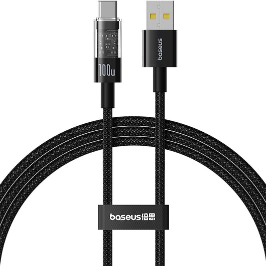 Cabo de Dados e Carregamento USB-A - USB-C Baseus Gem, 100W, 1m, Preto P10373002111-00