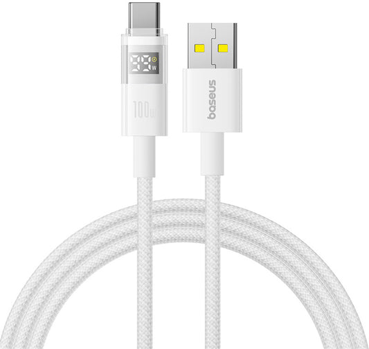 Cabo de Dados e Carregamento USB-A - USB-C Baseus Display 2, 100W, 2m, Branco P10382701211-01