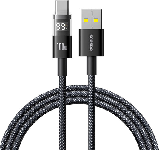 Cabo de Dados e Carregamento USB-A - USB-C Baseus Display 2, 100W, 2m, Preto P10382701111-00