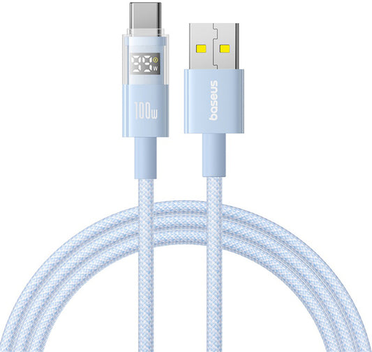 Cabo de Dados e Carregamento USB-A - USB-C Baseus Display 2, 100W, 1m, Azul P10382701311-00