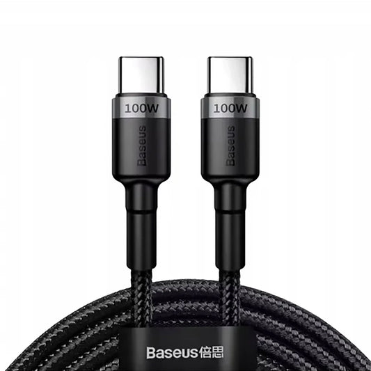Cabo de Dados e Carregamento USB-C - USB-C Baseus Cafule, 100W, 2m, Cinza CATKLF-BLG1
