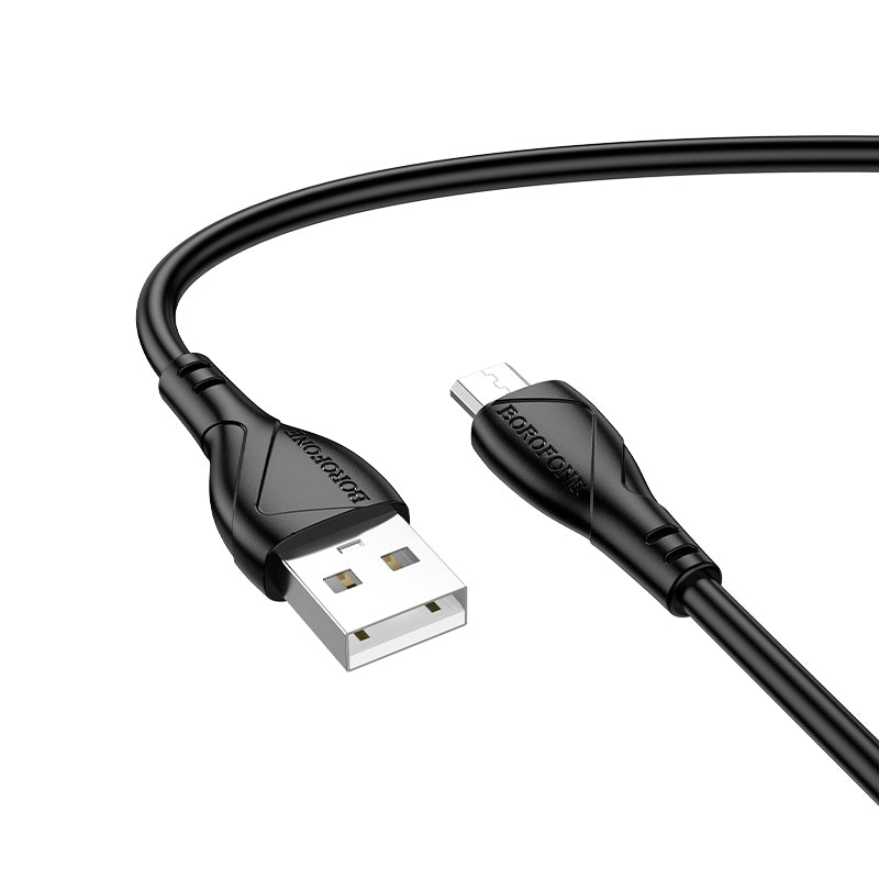 Cabo de Dados e Carregamento USB-A - microUSB Borofone BX121 Energy, 18W, 1m, Preto