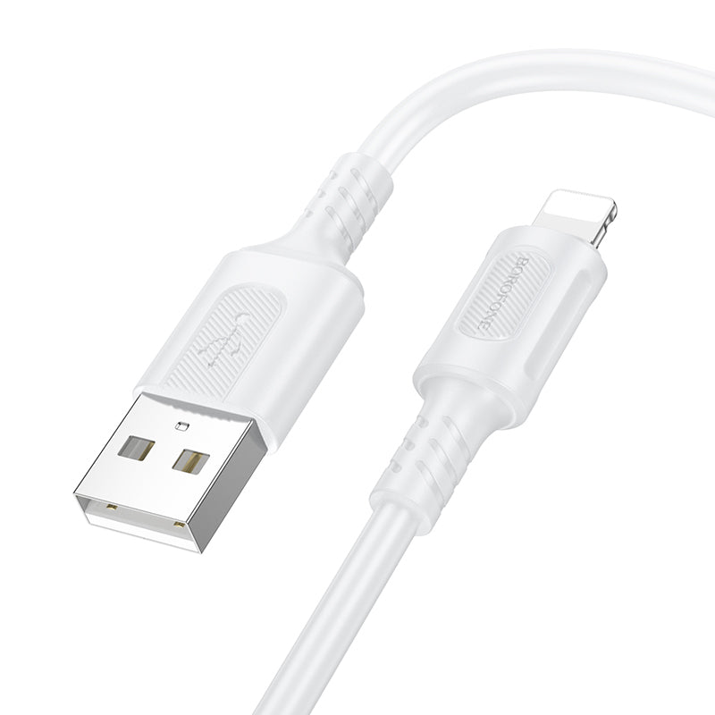Cabo de Dados e Carregamento USB-A - Lightning Borofone BX111 Feliz, 18W, 1m, Branco