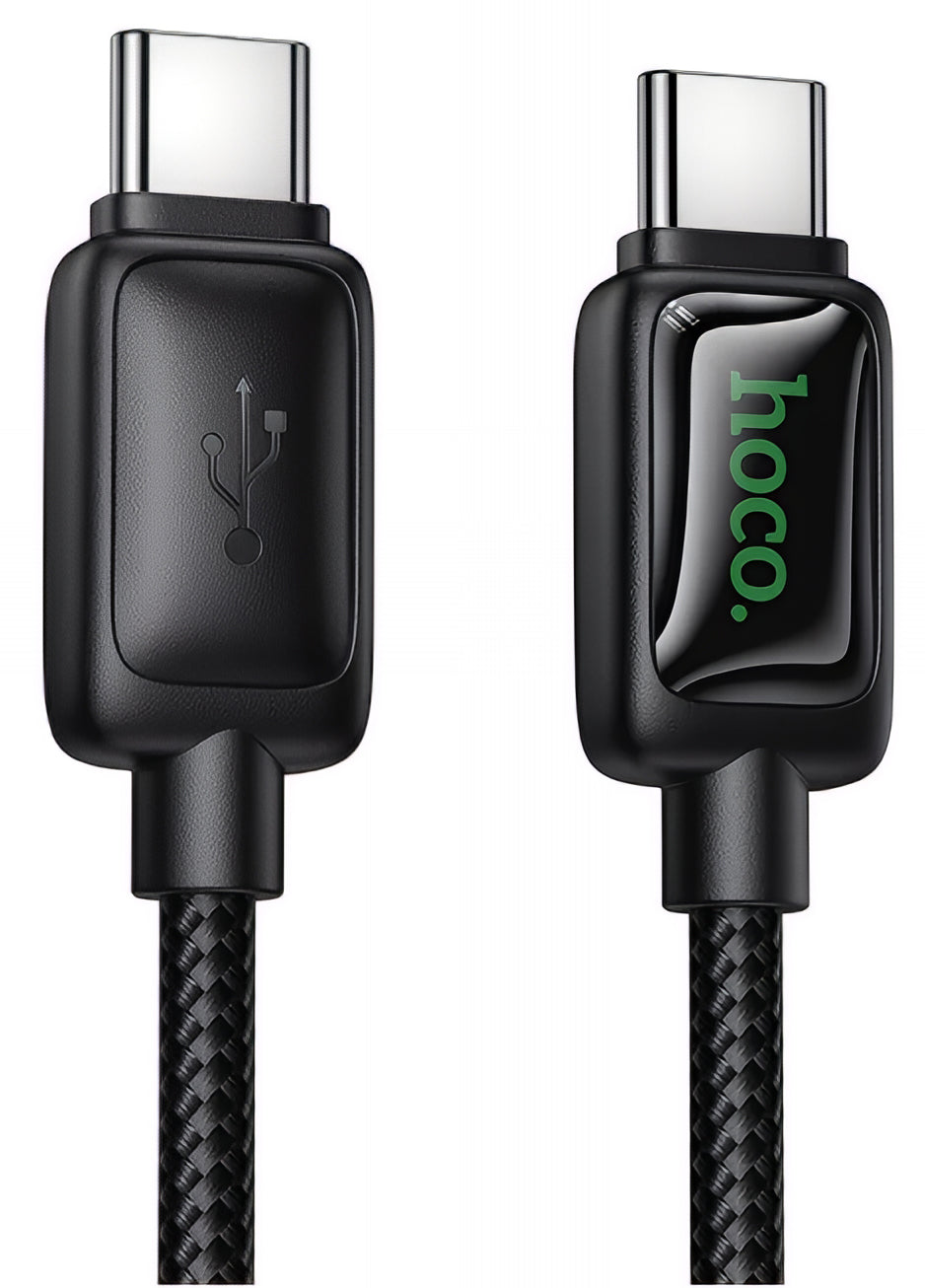 Cabo de Dados e Carregamento USB-C - USB-C HOCO U146, 60W, 1.2m, Preto