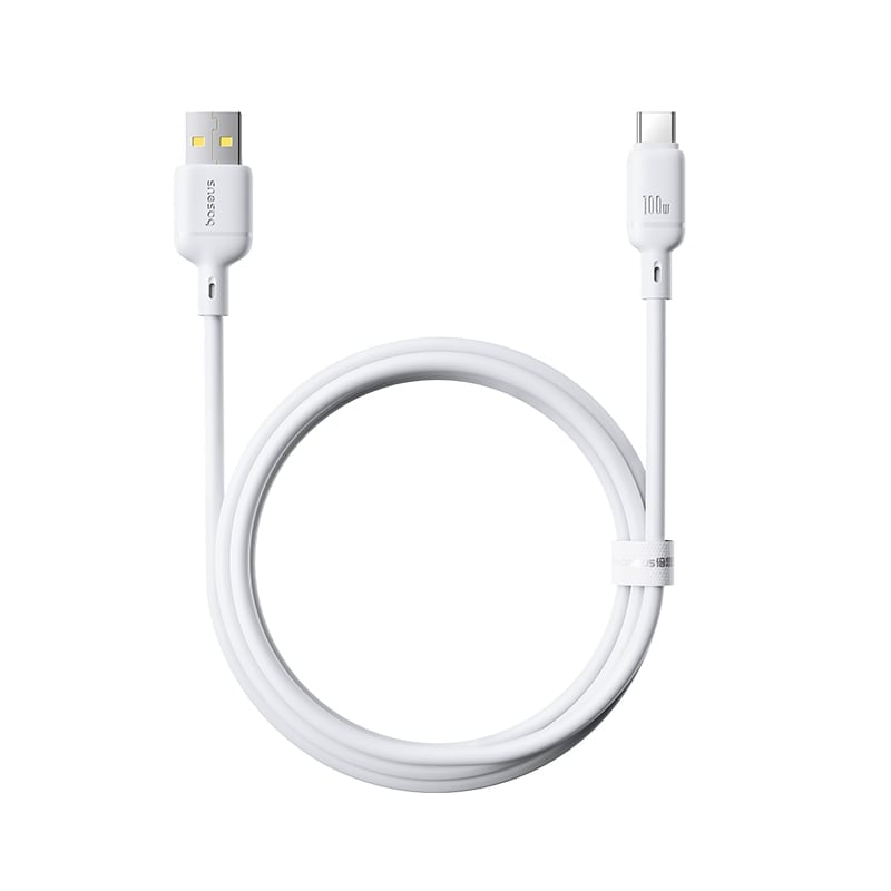 Cabo de Dados e Carregamento USB-A - USB-C Baseus Silky, 100W, 1m, Branco P10377703213-00