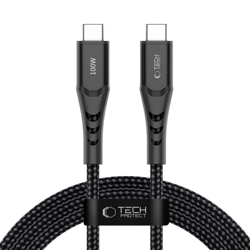 Cabo de Dados e Carregamento USB-C - USB-C Tech-Protect UB11T Ultraboost, 100W, 2m, Preto