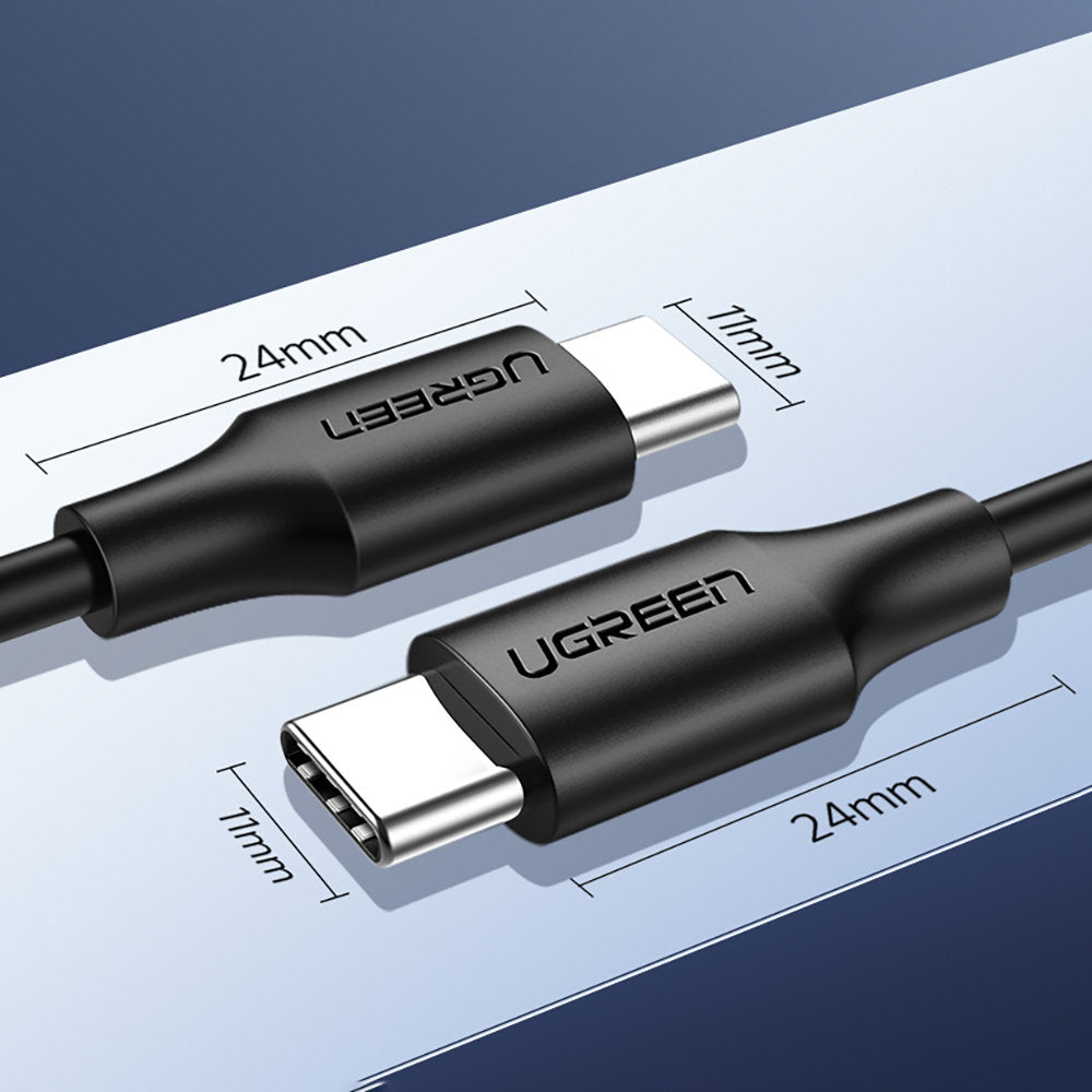 Cabo de carregamento e dados USB-C - USB-C UGREEN US286, 60W, 2m, Preto