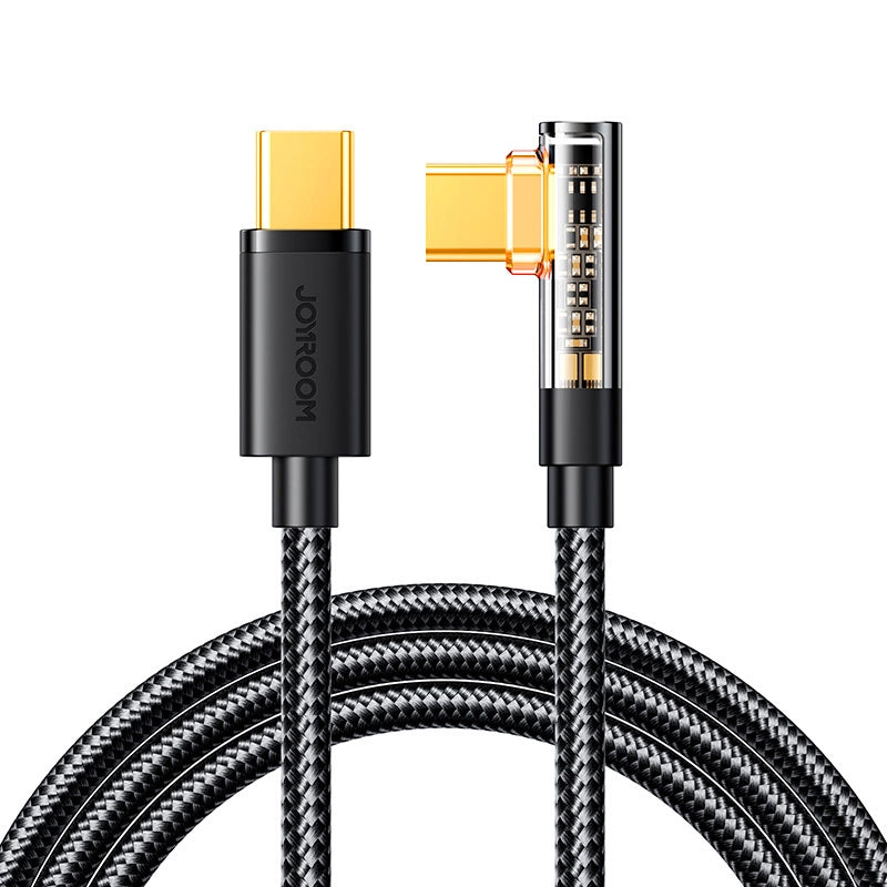 Cabo de Dados e Carregamento USB-C - USB-C Joyroom S-A6 Angled, 100W, 1.2m, Preto