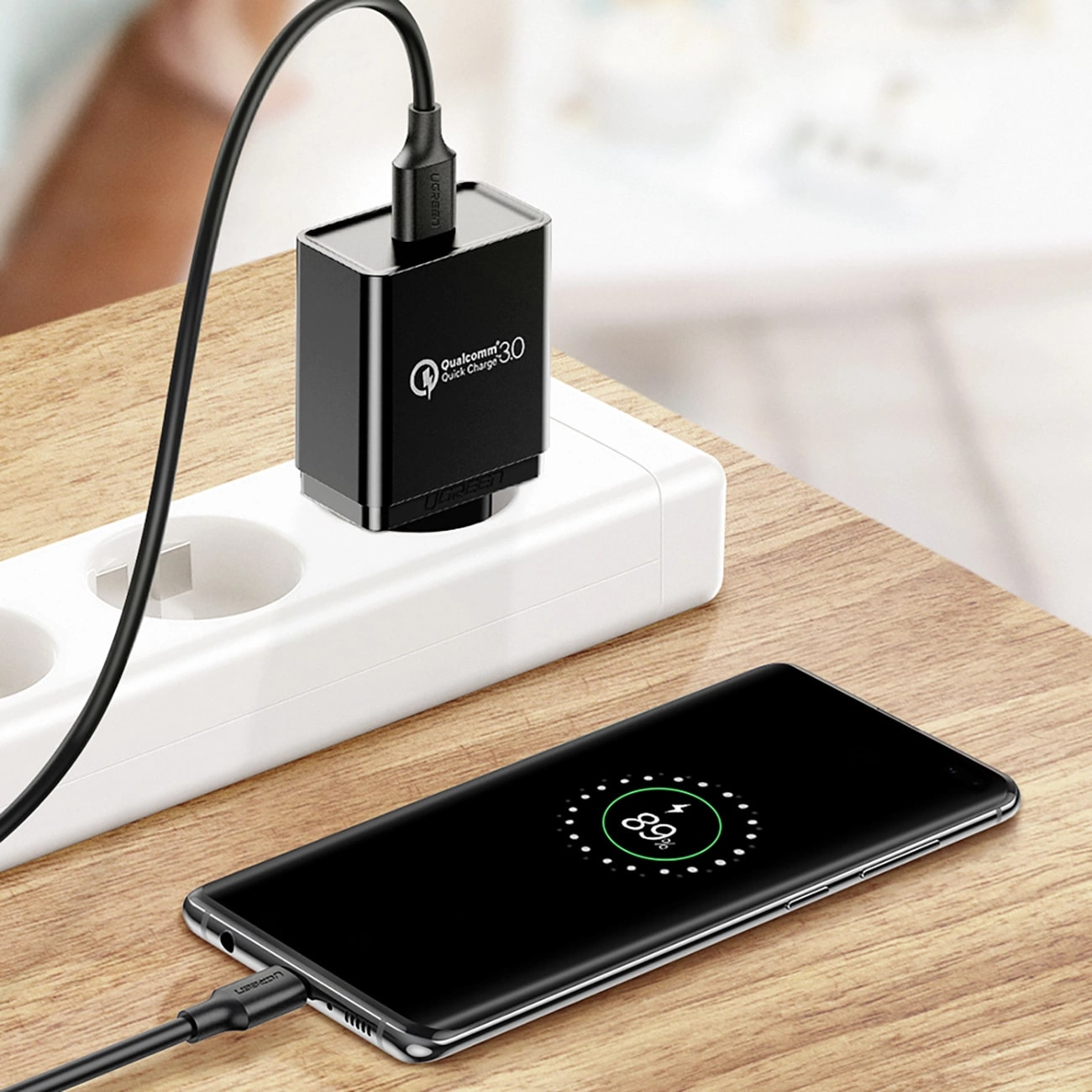 Cabo de Dados e Carregamento USB-A - USB-C UGREEN US184, 18W, 0.5m, Preto