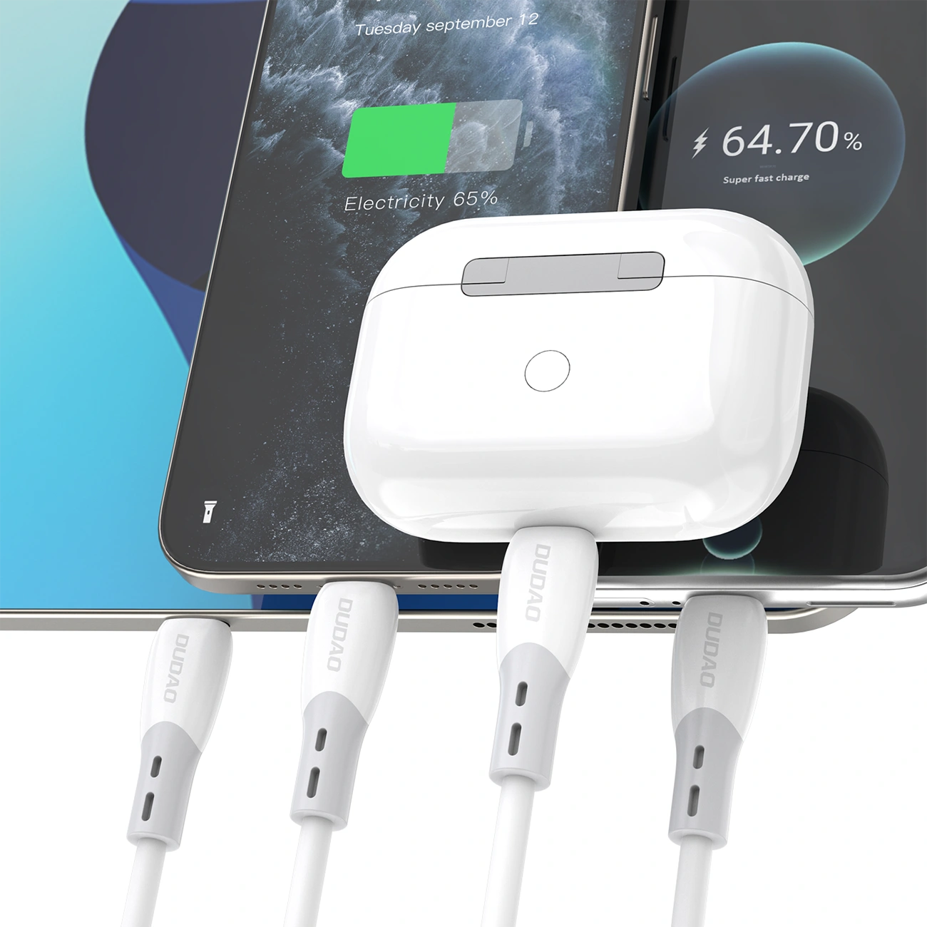 Cabo de Dados e Carregamento USB-C - USB-C Dudao L25SC, 60W, 2m, Branco