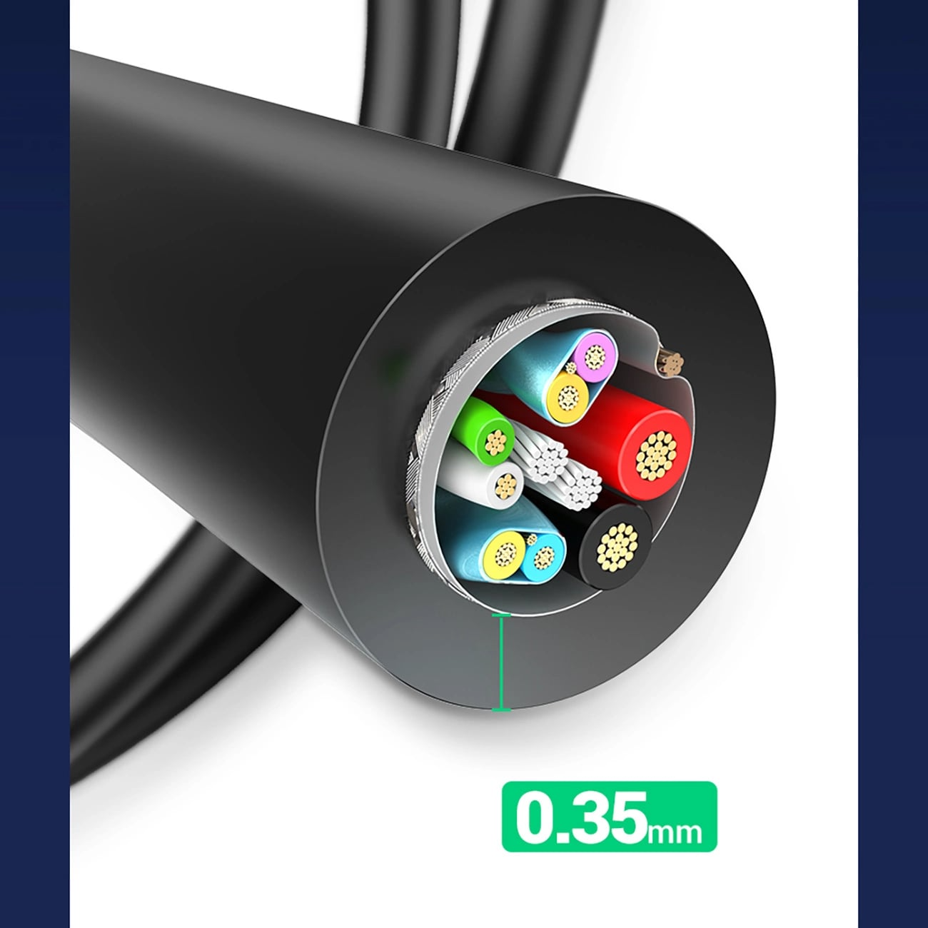 Cabo de Dados e Carregamento USB-A - USB-C UGREEN US184, 18W, 0.5m, Preto