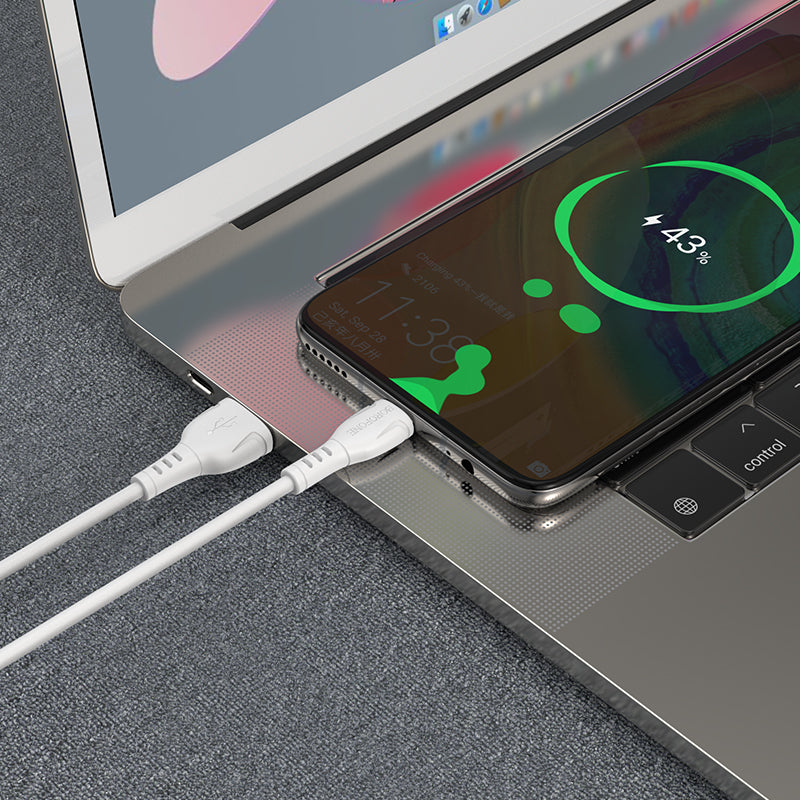 Cabo de Dados e Carregamento USB-A - USB-C Borofone BX51 Triumph, 20W, 1m, Branco