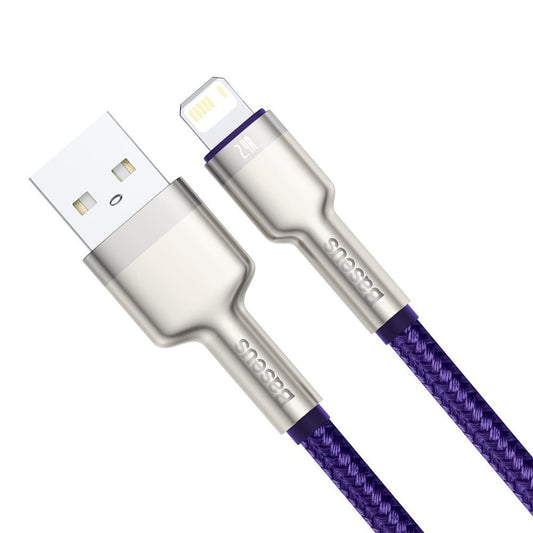 Cabo de Dados e Carregamento USB-A - Lightning Baseus Cafule Metal Series, 18W, 2m, Roxo CALJK-B05