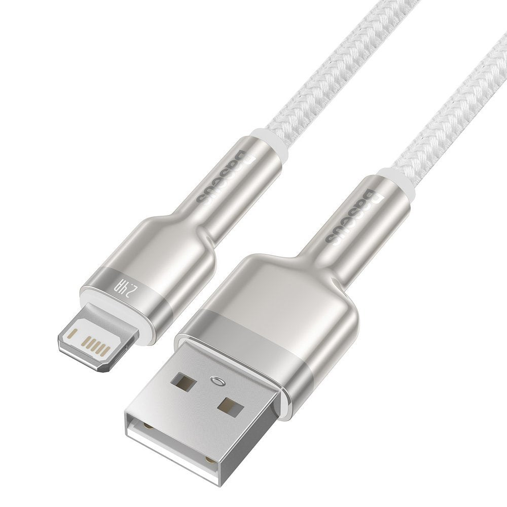 Cabo de carregamento e dados USB-A - Lightning Baseus Cafule Metal Series, 18W, 1m, Branco CALJK-A02