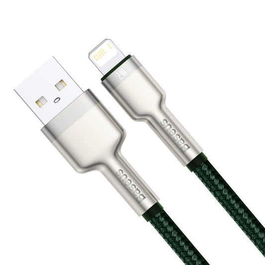 Cabo de Dados e Carregamento USB-A - Lightning Baseus Cafule Metal Series, 18W, 1m, Verde CALJK-A06