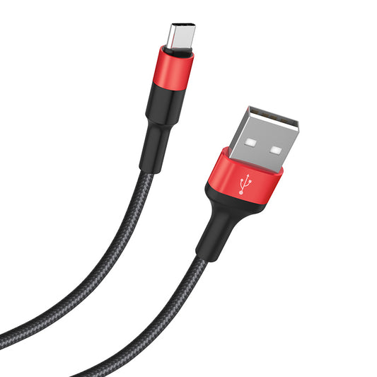 Cabo de Dados e Carregamento USB-A - USB-C HOCO X26 Xpress, 18W, 1m, Preto Vermelho