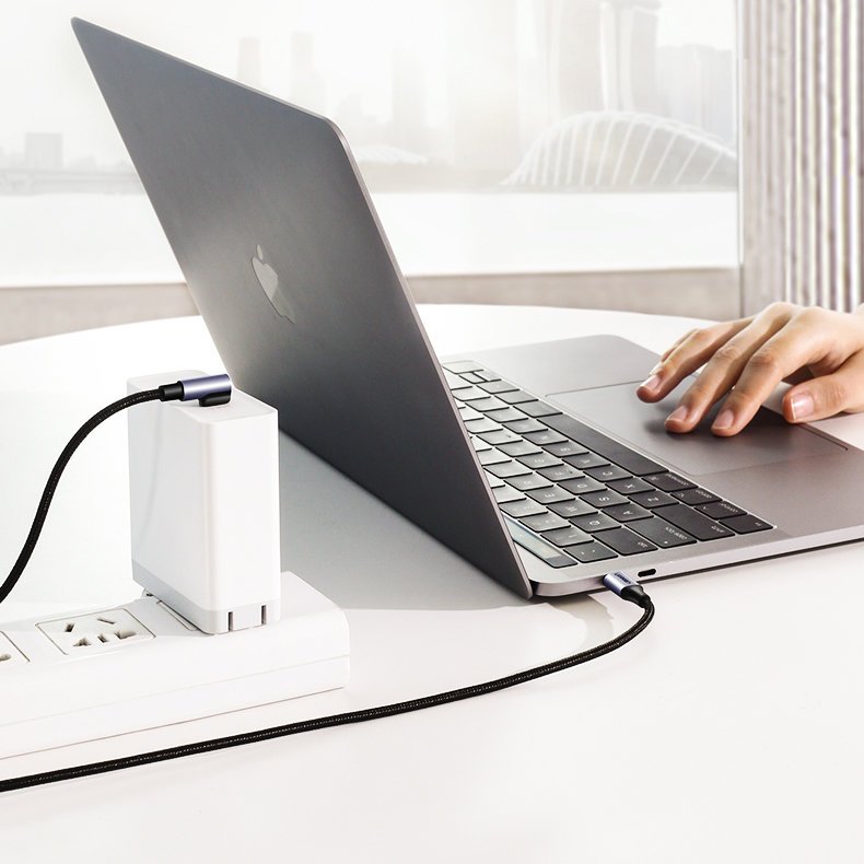 Cabo de Dados e Carregamento USB-C - USB-C UGREEN US255 Angled, 60W, 1m, Cinzento