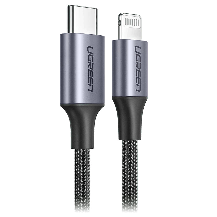 Cabo de Dados e Carregamento USB-C - Lightning UGREEN US304, 20W, 1m, Preto