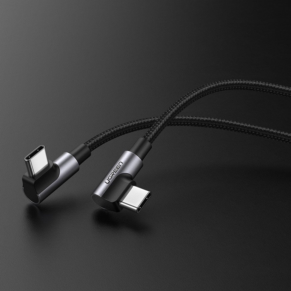 Cabo de carregamento e dados USB-C - USB-C UGREEN US323 USB-C angular, 60W, 1m, preto