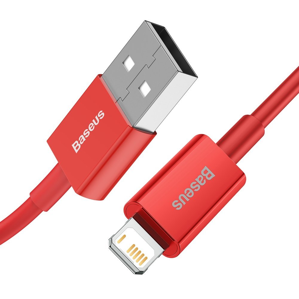 Cabo de carregamento e dados USB-A - Lightning Baseus Superior Series, 20W, 1m, vermelho CALYS-A09
