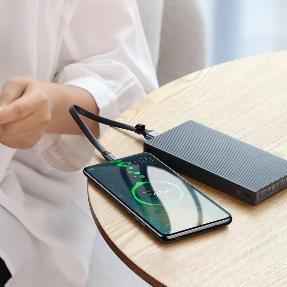 Cabo de carregamento e dados USB-A - USB-C Baseus Simple, 40W, 0,23 m, cinzento CATMBJ-BG1