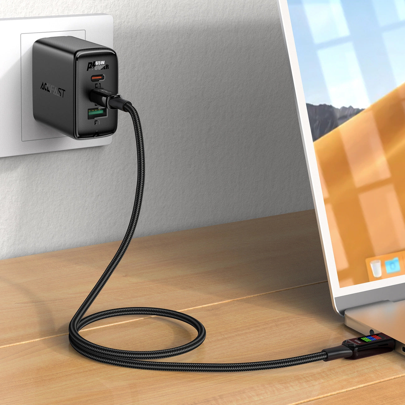 Cabo de Dados e Carregamento USB-C - USB-C Acefast C7-03, 100W, 1.2m, Preto