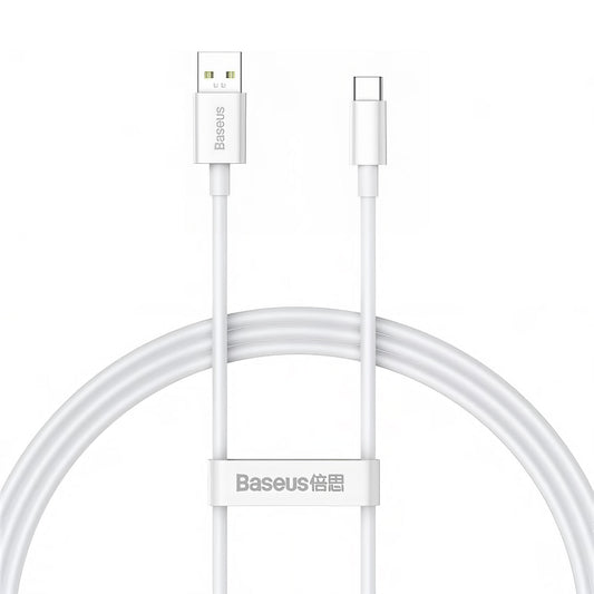 Cabo de carregamento e dados USB-A - USB-C Baseus Superior Series, 65W, 1m, Branco CAYS000902