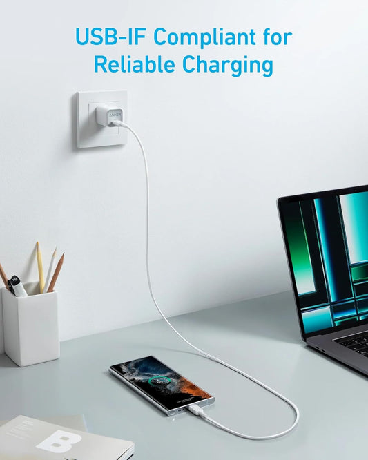 Cabo de carregamento e dados USB-C - USB-C Anker 322, 60W, 0.9m, Branco A81F5G21