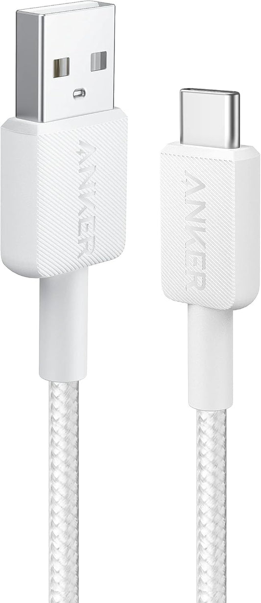 Cabo de carregamento e dados USB-A - USB-C Anker 322, 18W, 0,9 m, branco A81H5G21