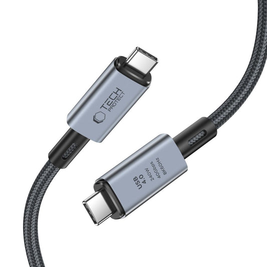 Cabo de carregamento e dados USB-C - USB-C Tech-Protect Ultraboost Max, 240 W, 2 m, cinzento