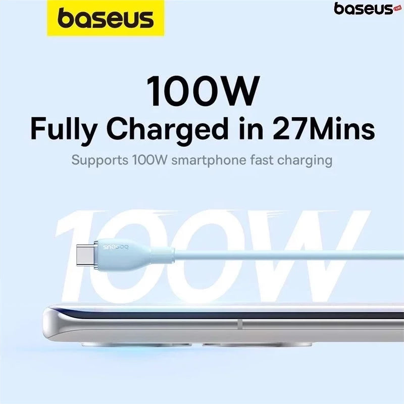 Cabo de Dados e Carregamento USB-A - USB-C Baseus Pudding, 100W, 1.2m, Azul P10355703311-00