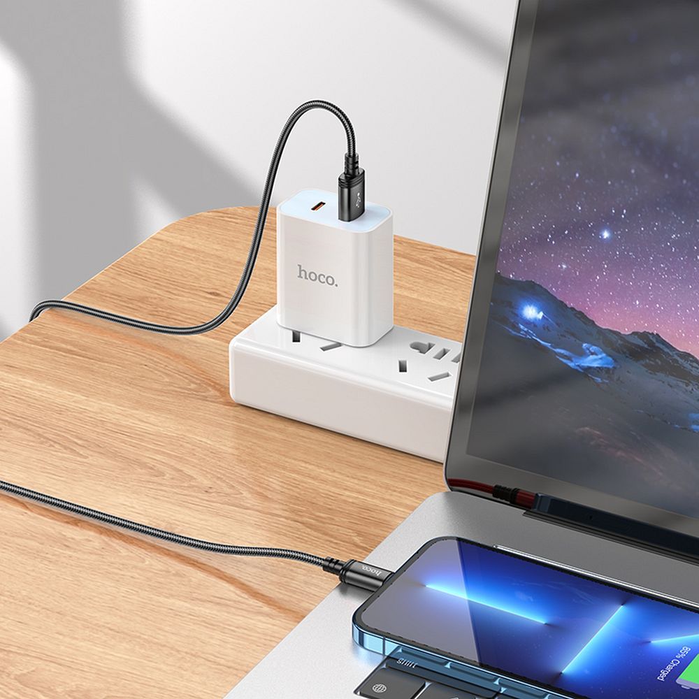 Cabo de Dados e Carregamento USB-A - Lightning HOCO X89, 18W, 2m, Preto