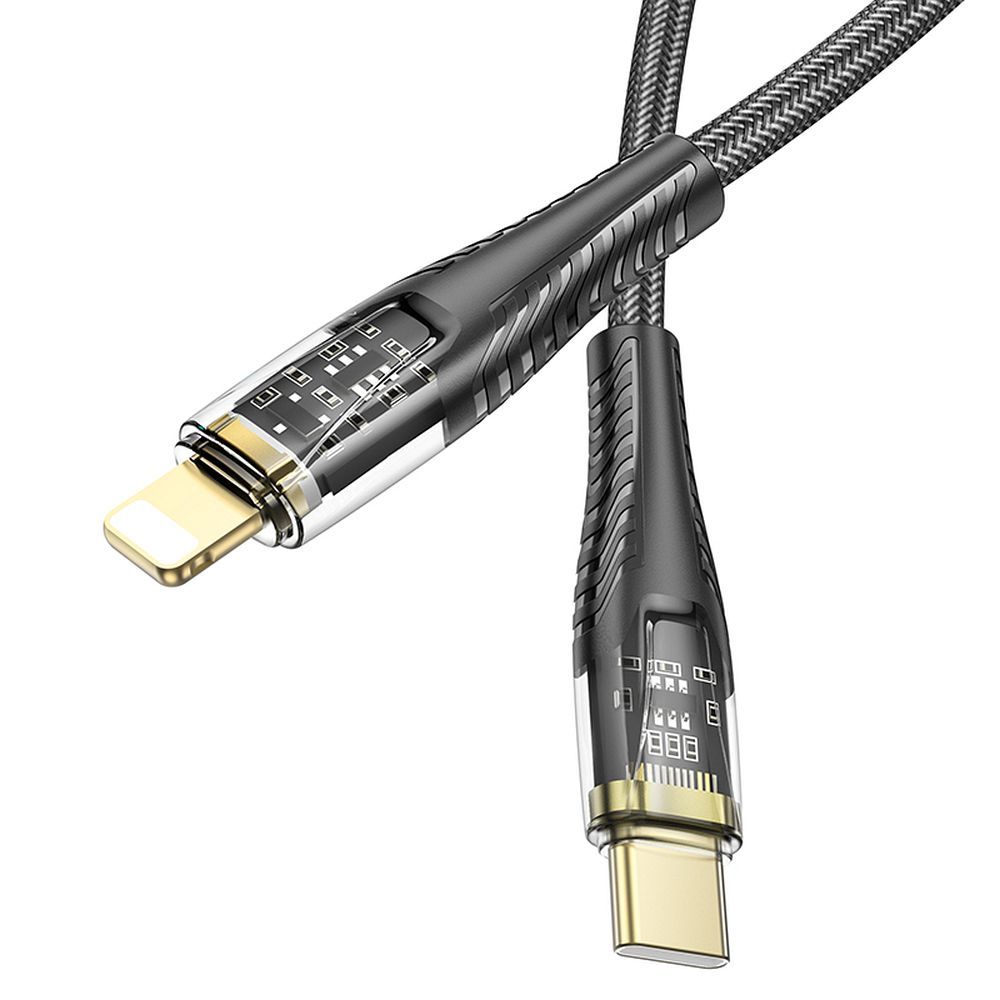 Cabo de Dados e Carregamento USB-C - Lightning HOCO U121, 27W, 1.2m, Preto