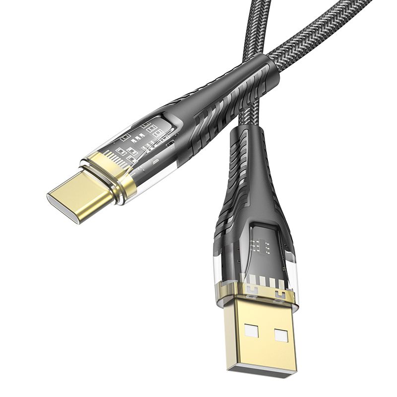Cabo de Dados e Carregamento USB-A - USB-C HOCO U121, 18W, 1.2m, Preto