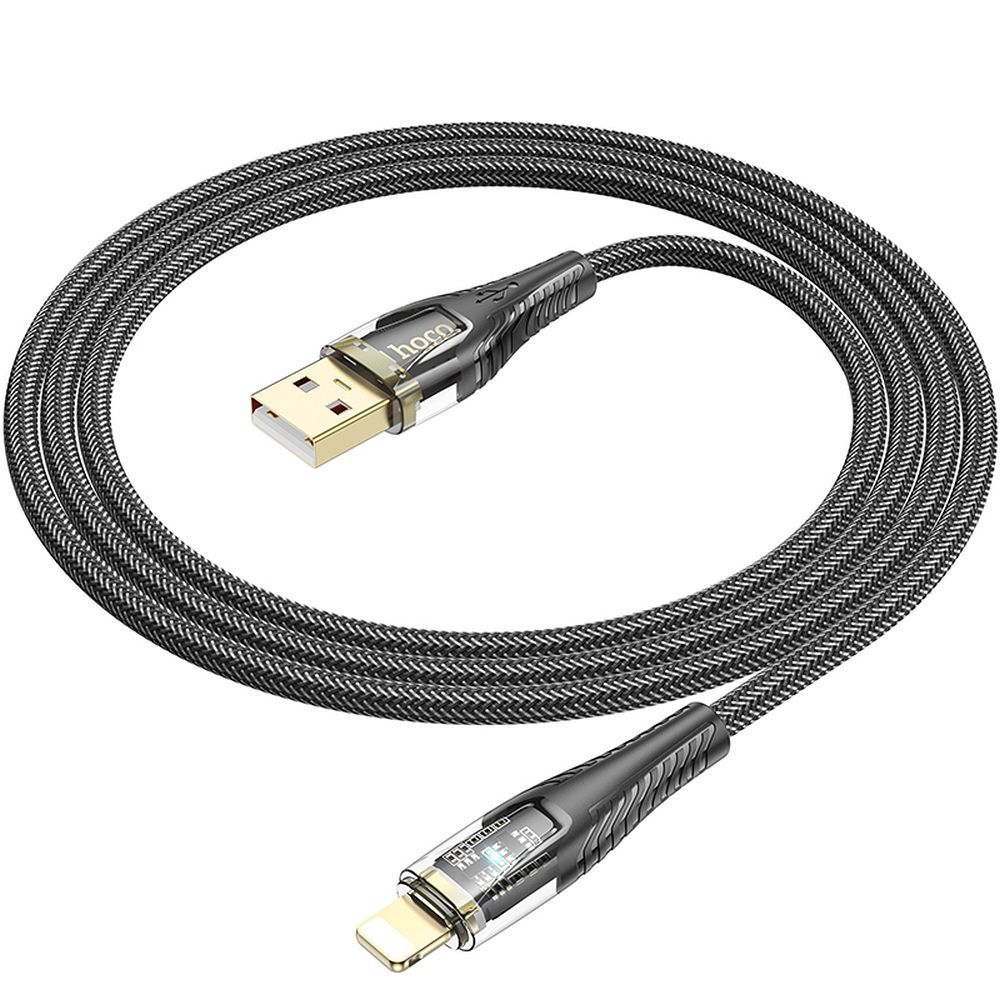 Cabo de Dados e Carregamento USB-A - Lightning HOCO U121, 18W, 1.2m, Preto