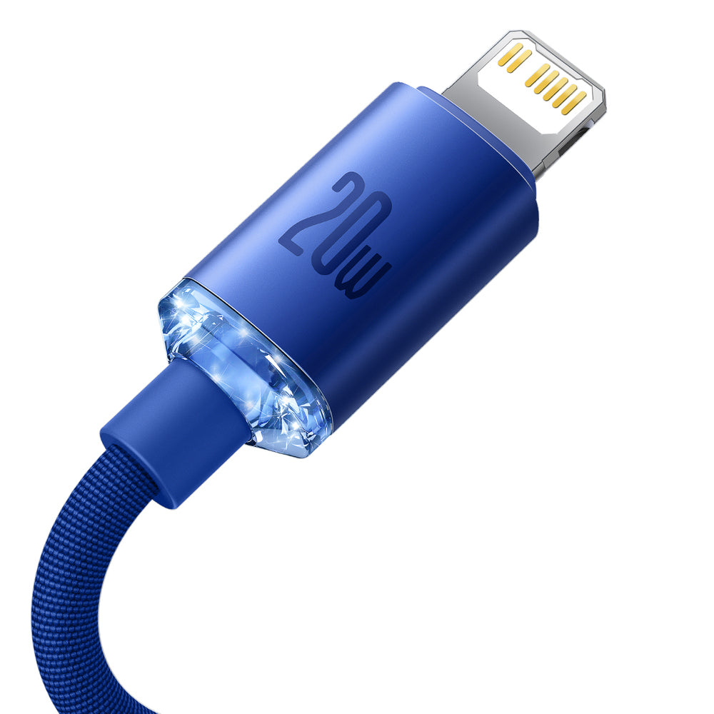 Cabo de Dados e Carregamento USB-C - Lightning Baseus Crystal Shine Series, 20W, 1.2m, Azul CAJY000203