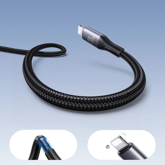 Cabo de Dados e Carregamento USB-C - Lightning Joyroom S-A28 Flash, 30W, 1m, Preto