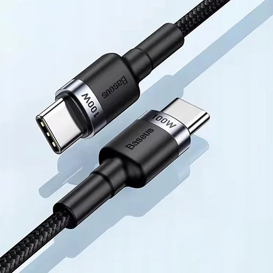 Cabo de Dados e Carregamento USB-C - USB-C Baseus Cafule, 100W, 2m, Cinza CATKLF-BLG1