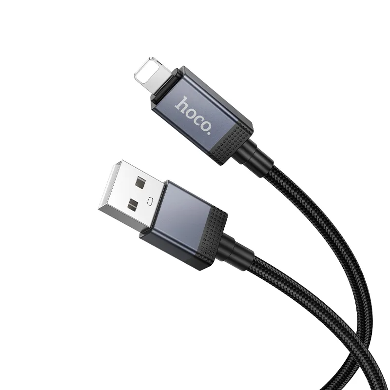 Cabo de Dados e Carregamento USB-A - Lightning HOCO X118 Display, 12W, 1m, Preto