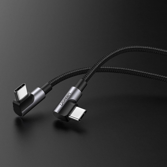Cabo de Dados e Carregamento USB-C - USB-C UGREEN US323 Angled, 60W, 2m, Preto