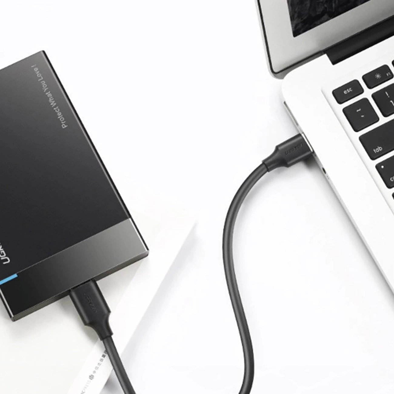 Cabo de Dados e Carregamento USB-A - USB-C UGREEN US184, 18W, 0.5m, Preto