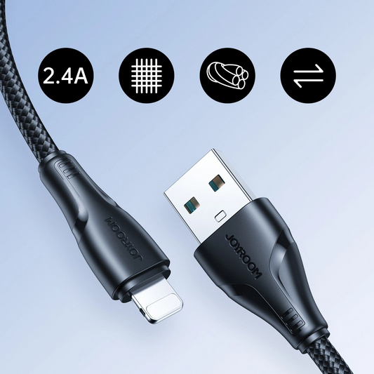 Cabo de Dados e Carregamento USB-A - Lightning Joyroom S-A11, 18W, 1.2m, Preto