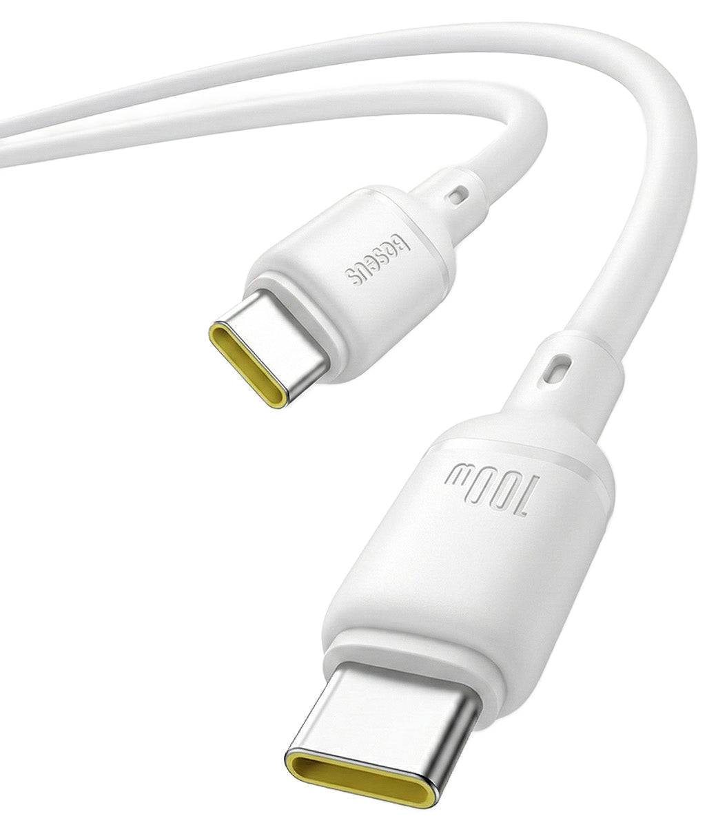 Cabo de Dados e Carregamento USB-C - USB-C Baseus Silky, 100W, 1m, Branco P10377704213-00
