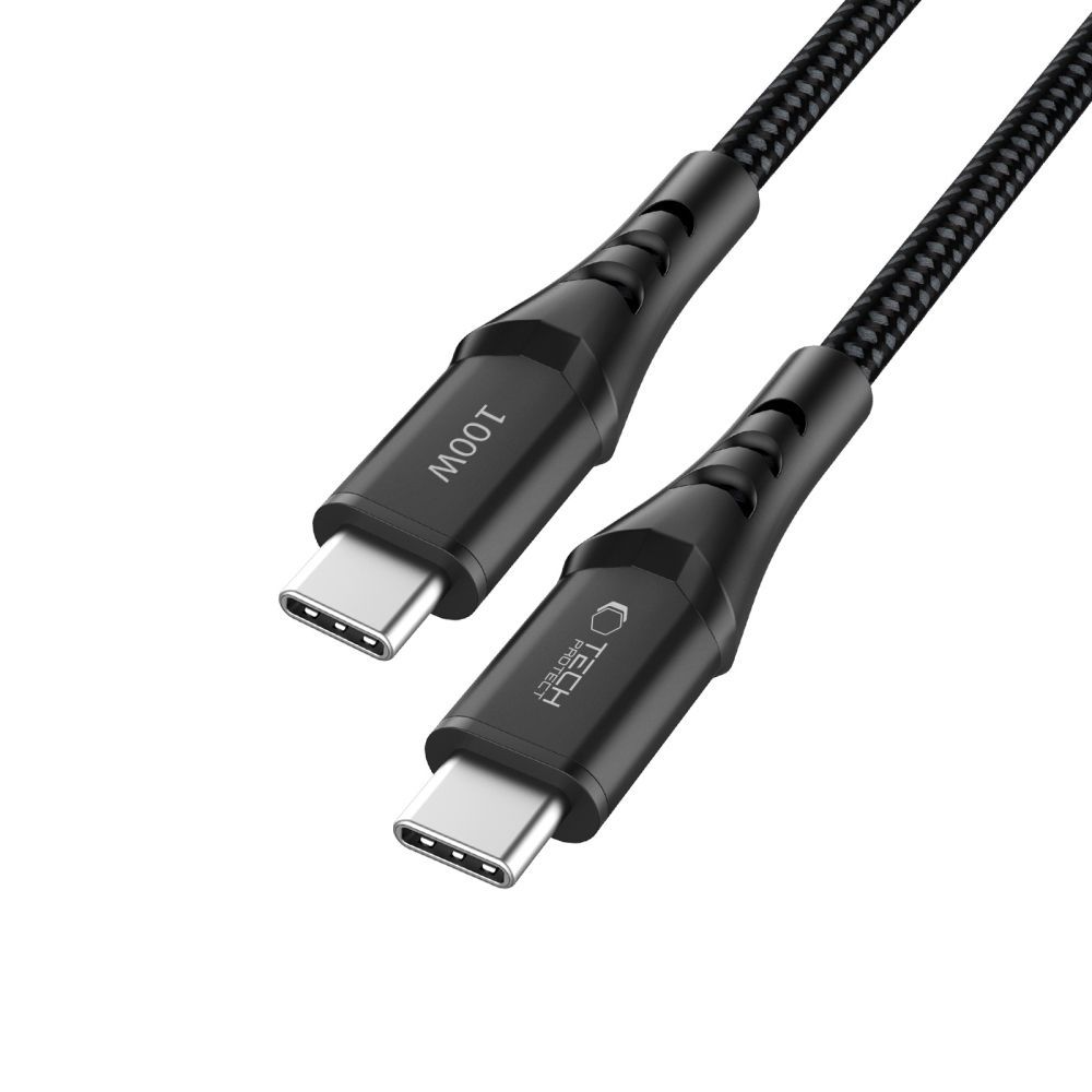 Cabo de Dados e Carregamento USB-C - USB-C Tech-Protect UB11T Ultraboost, 100W, 2m, Preto