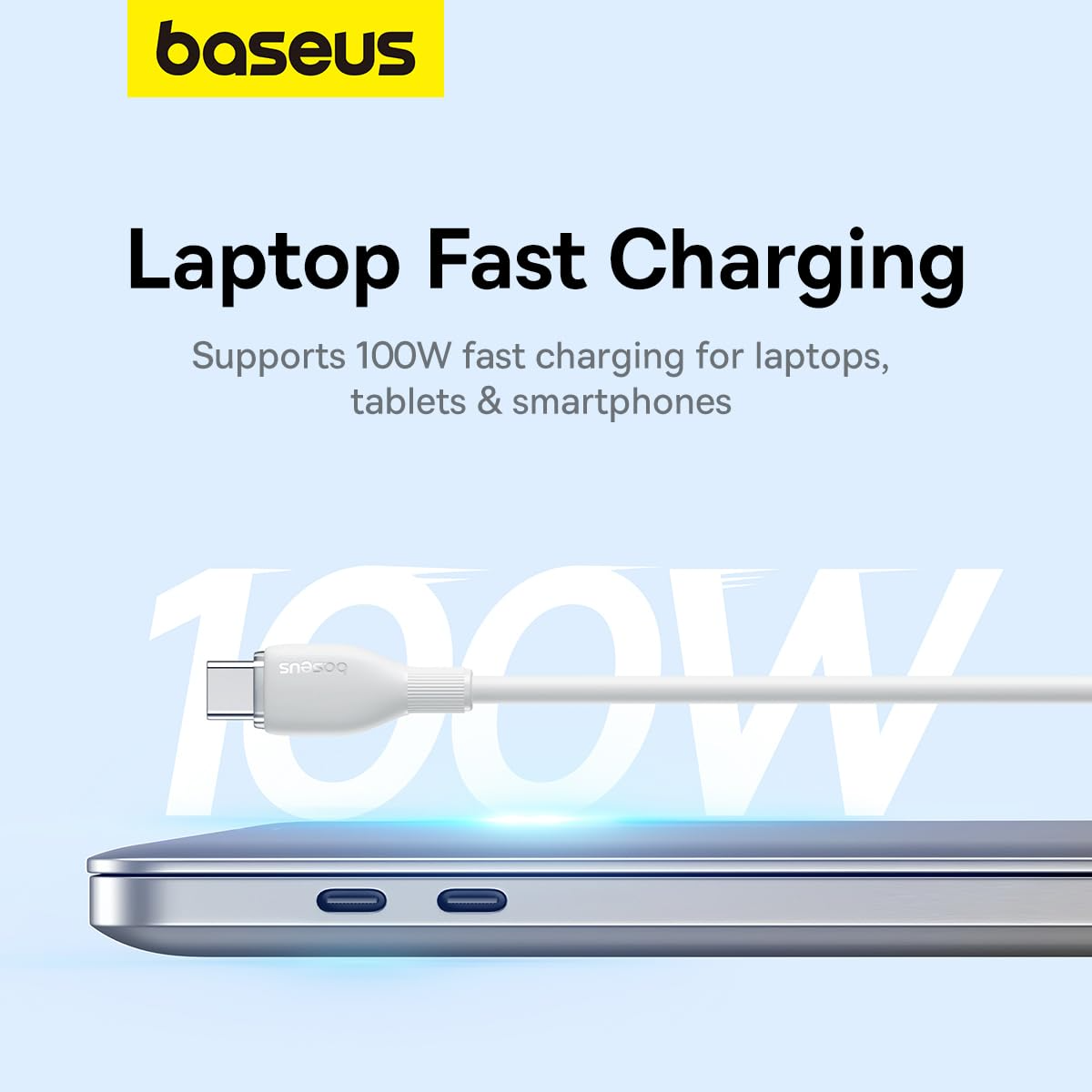 Cabo de Dados e Carregamento USB-C - USB-C Baseus Pudding, 100W, 1.2m, Branco P10355702221-00