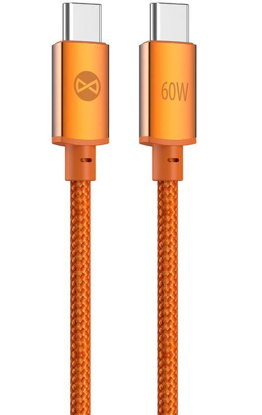 Cabo de Dados e Carregamento USB-C - USB-C Forever Saffron, 60W, 1m, Laranja