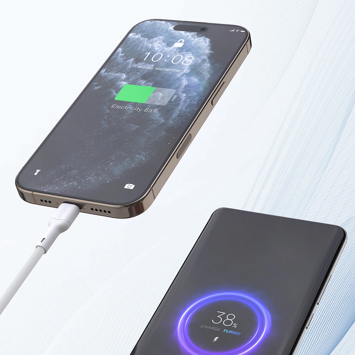 Cabo de Dados e Carregamento USB-C - USB-C Dudao L9C Max, 240W, 1,2m, Branco
