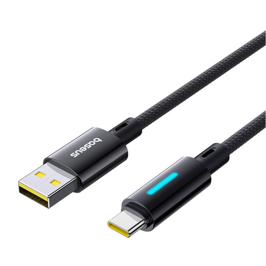 Cabo de Dados e Carregamento USB-A - USB-C Baseus Lit Button Control, 100W, 2m, Preto P10379002121-01