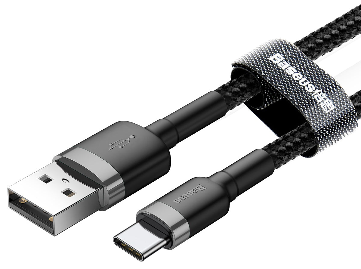 Cabo de Dados e Carregamento USB-A - USB-C Baseus Cafule, 60W, 1m, Cinza CATKLF-BG1